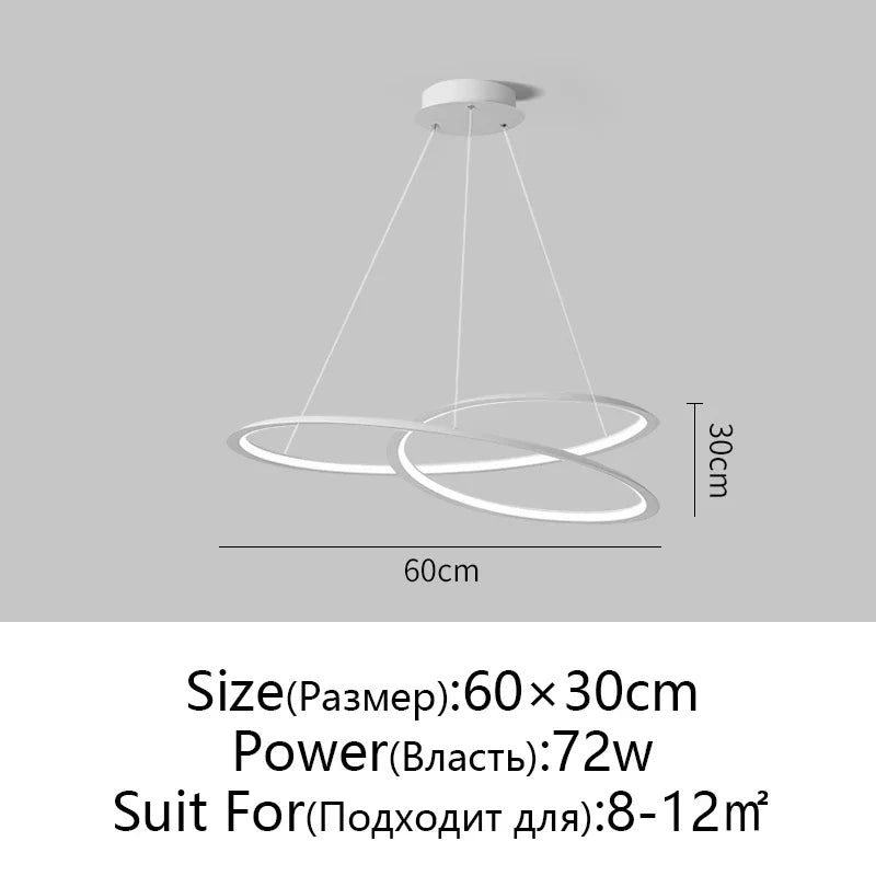 Afralia™ Circular Black/White Chandelier for Living, Dining, and Kitchen Room