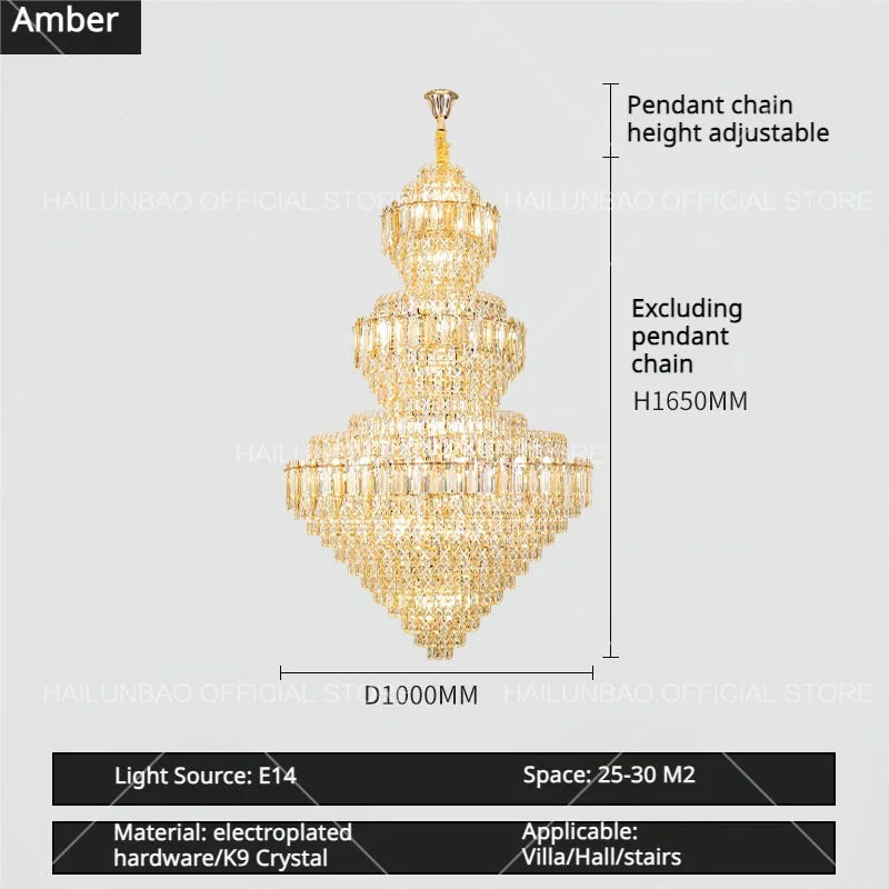Afralia™ Sparkle Spiral Staircase Chandelier - Modern High Living Room Crystal Light
