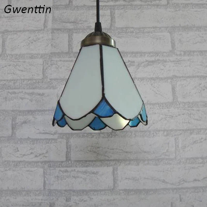 Tiffany Style Pendant Light for Dining Room Tiffany Mediterranean Hanging Lamp for Bedroom by Afralia™