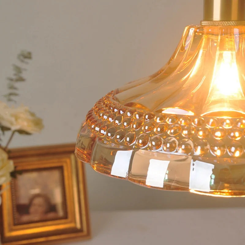 Afralia™ Orange Glass LED Pendant Lights with Knob Switch, Nordic Design