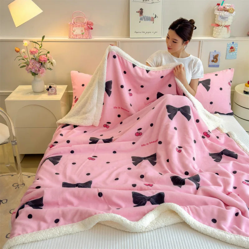 Afralia™ Cartoon Printed Lamb Wool Blanket: Soft, Skin-Friendly Sofa Cover for All Seasons
