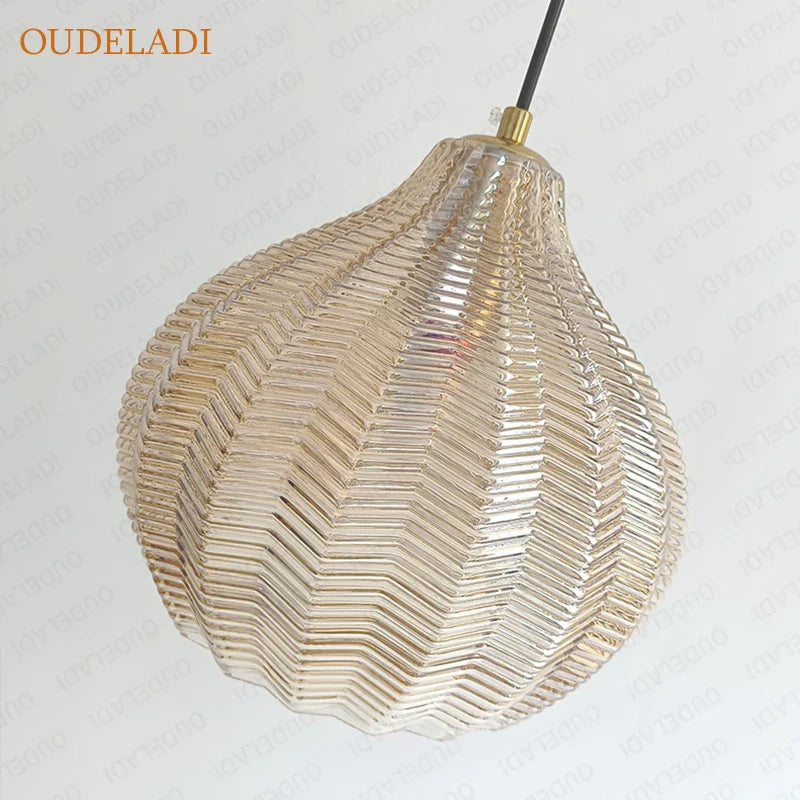 Afralia™ Amber Glass Pendant Lights for Kitchen, Restaurant, Bedroom - E27 Luminaires