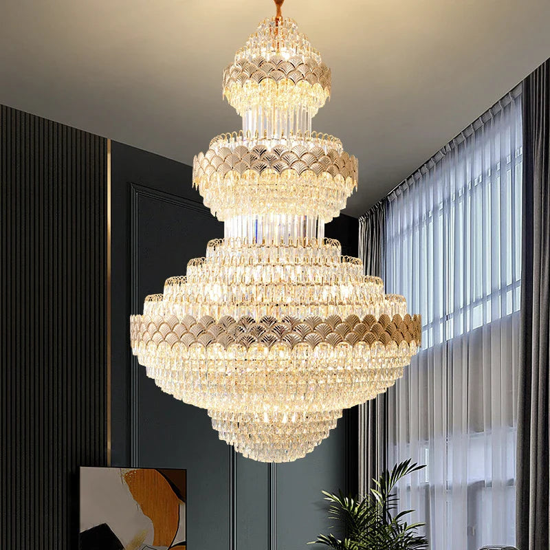 Afralia™ Crystal Chandelier - Modern Duplex Loft Staircase Living Room Lighting