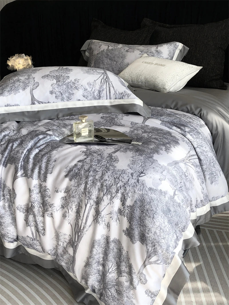 Afralia™ Jungle Print Flowers Bedding Set: Silky Soft Duvet Cover, Sheet Set, Pillowcase