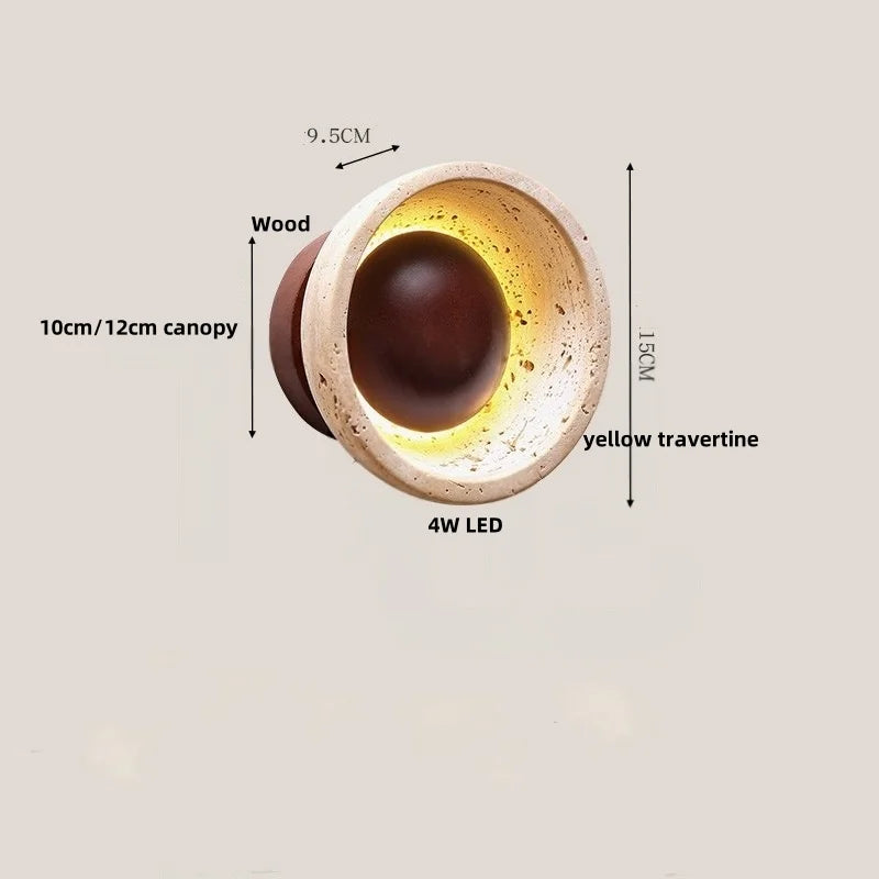 Afralia™ Vintage LED Wall Light Fixture Natural Stone Plug In Bedside Lamp