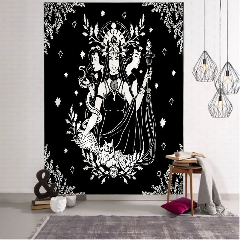 Afralia™ Tarot Divination Tapestry Wall Hanging for Witchcraft Dark Mystery Home Decor