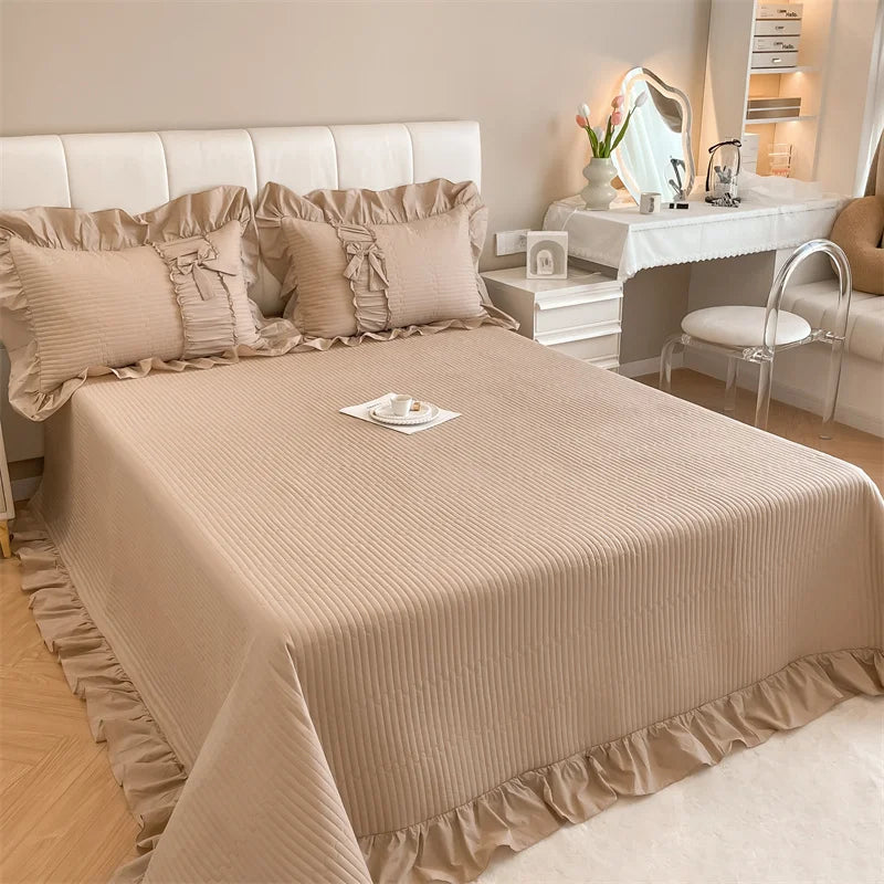 Afralia™ Cake Layers Cotton Duvet Set: Ruffles, Bedspread, Sheet, Pillowcases