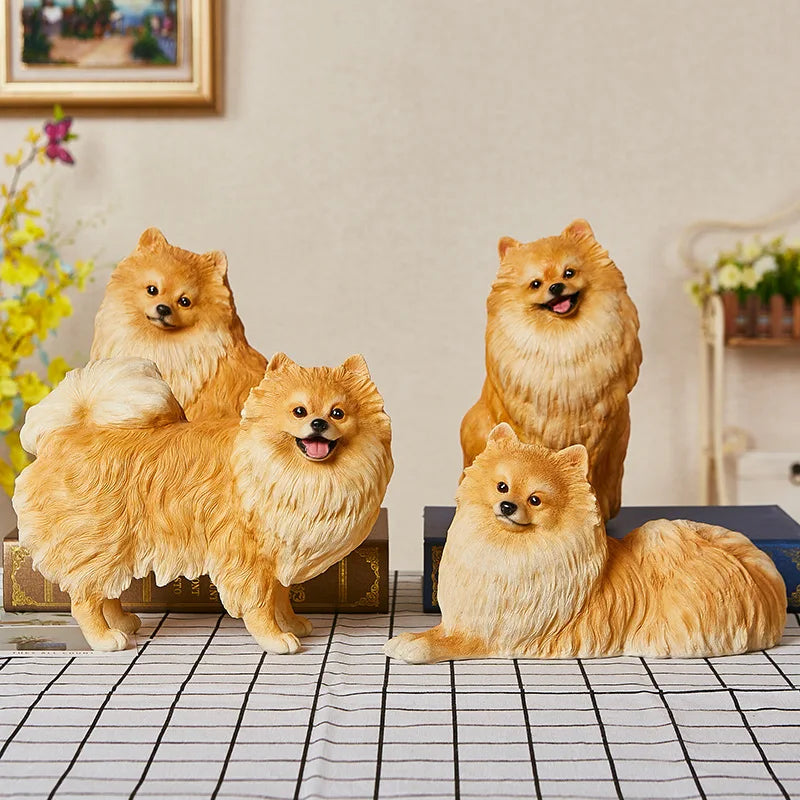 Afralia™ Pomeranian Resin Dog Sculpture for Home Decor