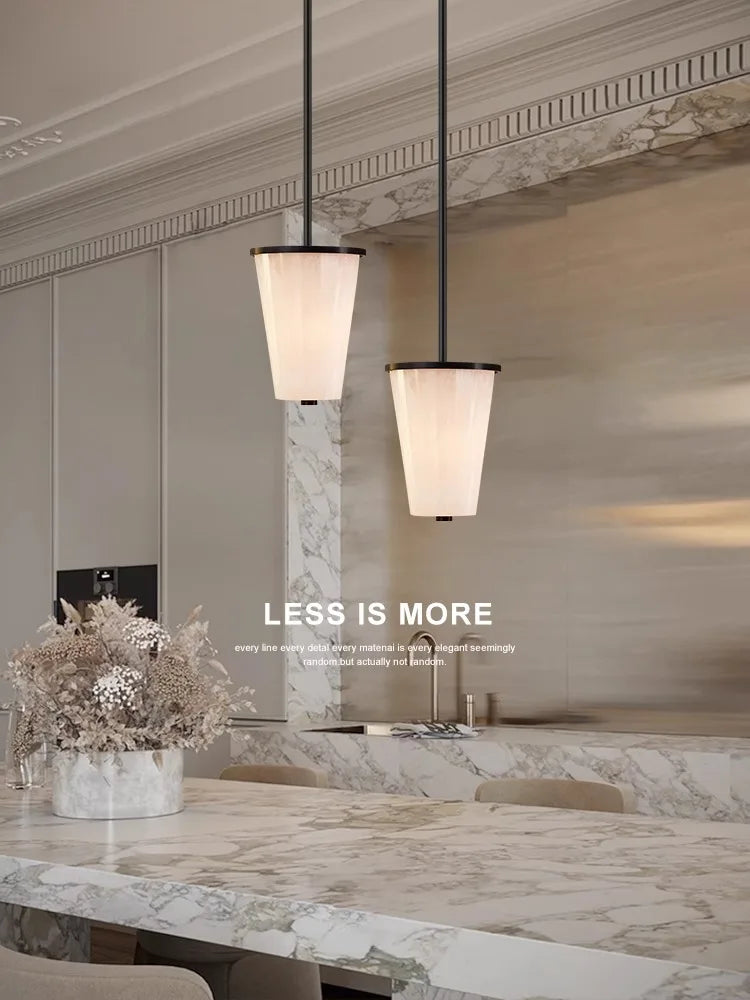 Afralia™ Modern Luxury Marble Pendant Lamp All Copper Real Marble Hanging Lamps for Dining Room
