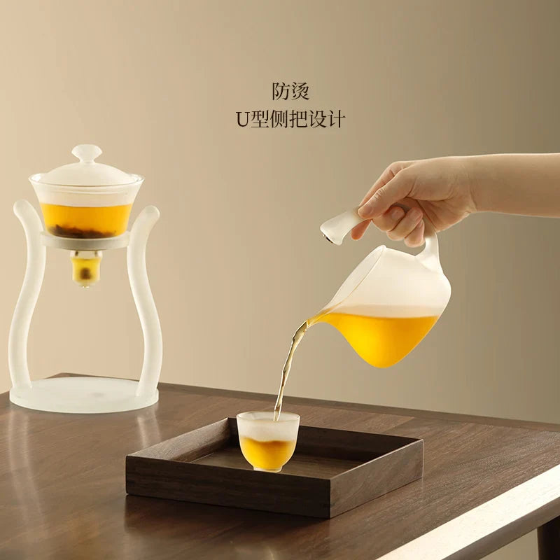 Afralia™ Glass Teapot with Magnetic Drip Pot and Base