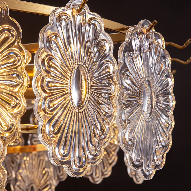 Afralia™ Elegant Glass Chandelier with LED Lights for Home Décor