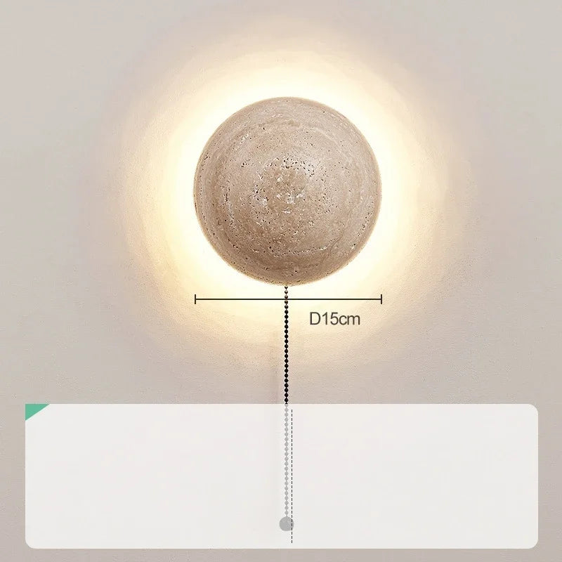 Afralia™ Round Stone Wall Mounted LED Sconce for Living Room & Bedroom