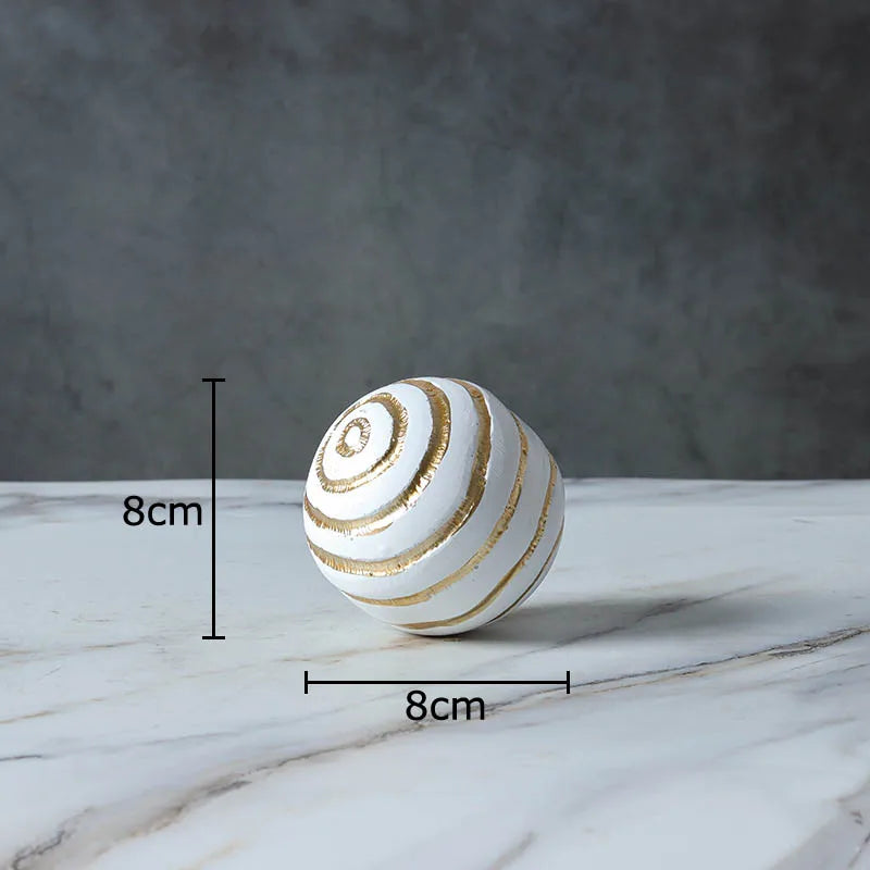 Afralia™ Golden Texture Ball Geometric Sculpture - Abstract Desk Decoration