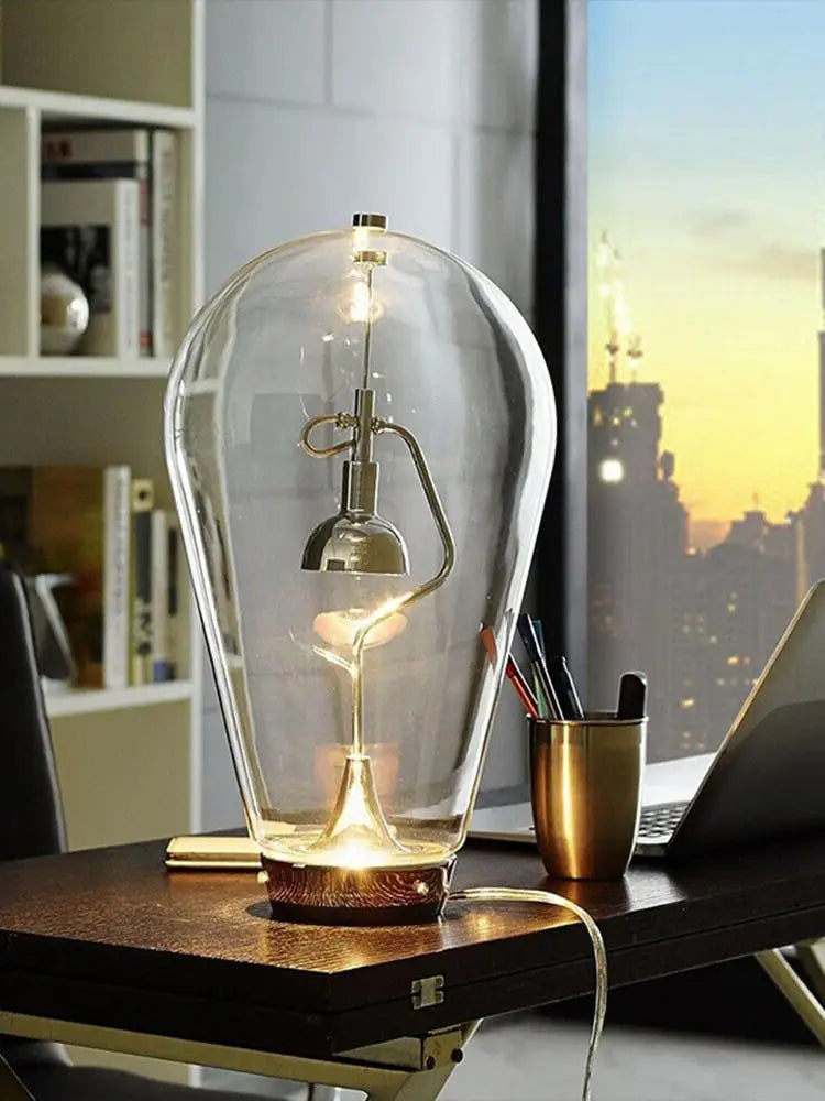 Afralia™ Glass Desk Lamp: Vintage Industrial Style Table Light for Bedroom Décor