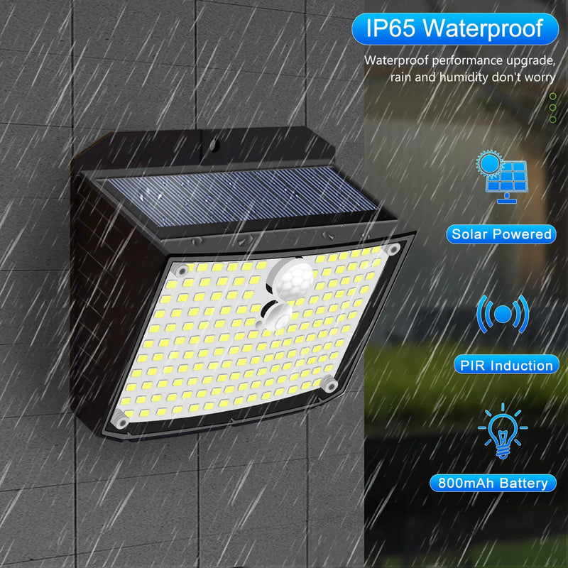 Afralia™ Solar Wall Lamp 158 LED Motion Sensor Security 3 Modes Yard Fence