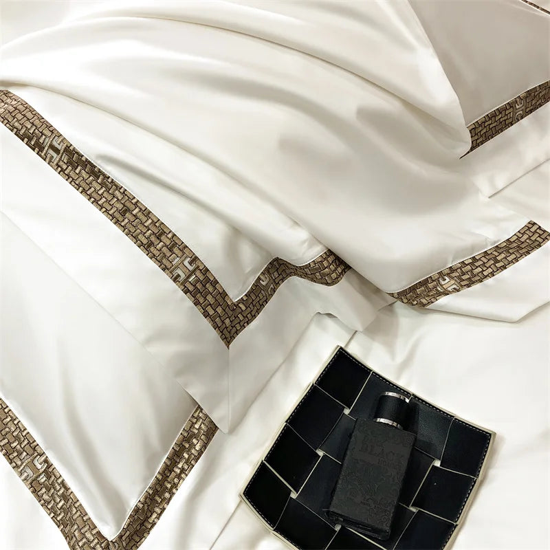 Afralia™ Luxury Embroidery Cotton Bedding Set with Duvet Cover, Sheet, and Pillowcases