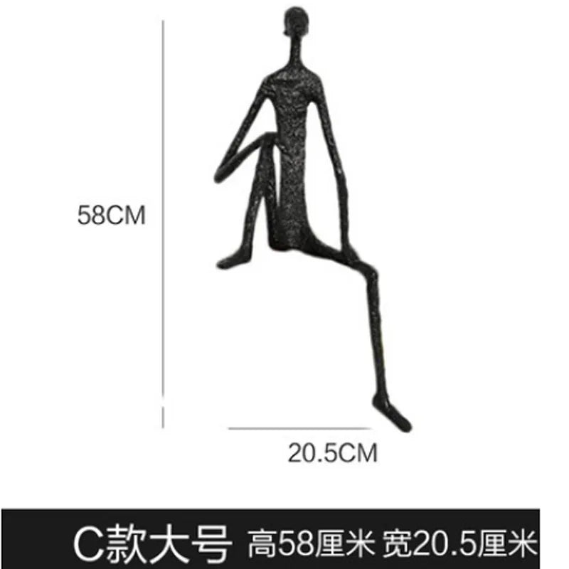 Afralia™ Seated Figure Metal Portrait Sculpture, Handcrafted Iron Statue for Home Decor