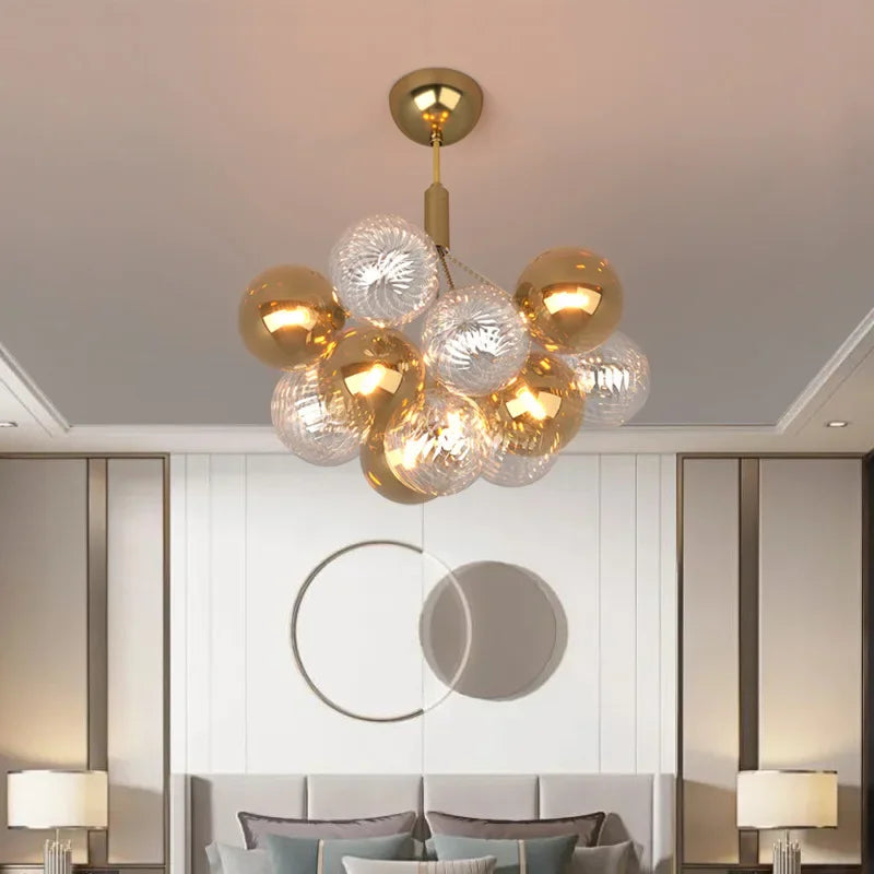 Afralia™ Multicolor Glass Ball Chandeliers Pendant Lights for Living Room Dining Bedroom