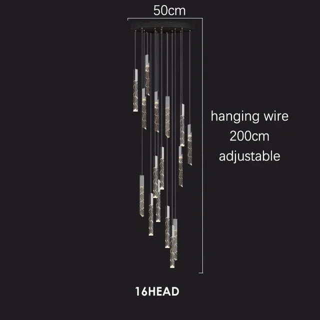 Afralia™ Crystal Chrome LED Chandelier: Luxury Duplex Stair Loft Pendant Light for Living Room