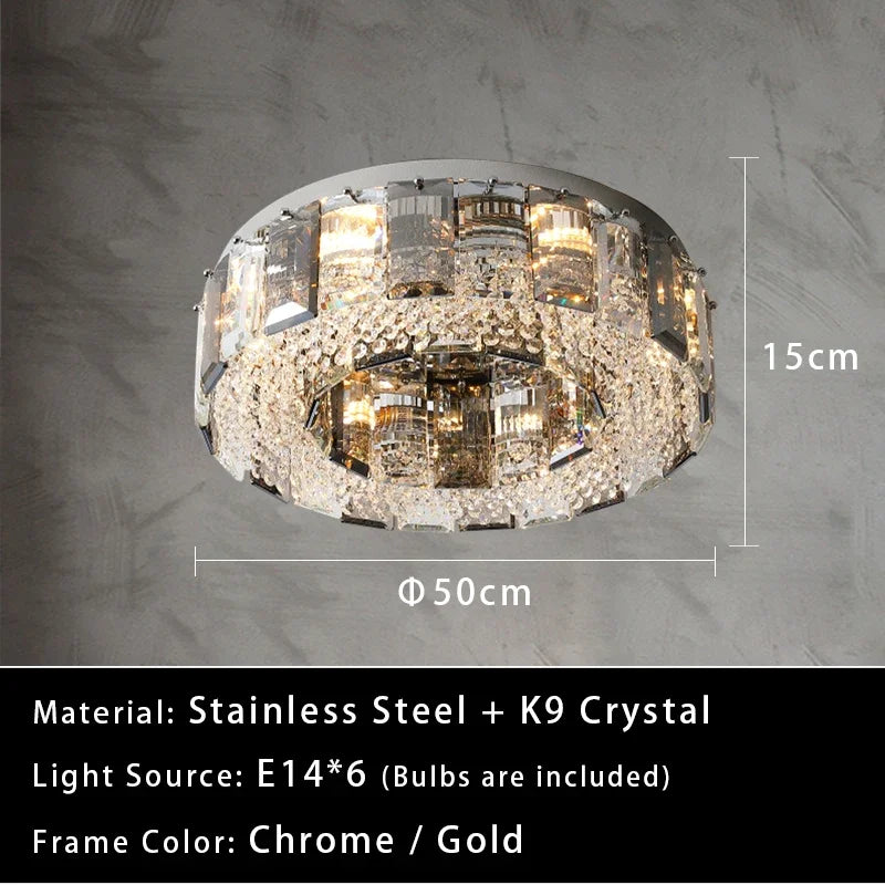 Afralia™ Crystal Pendant Chandelier LED Ceiling Light for Restaurant Living Room Bedroom