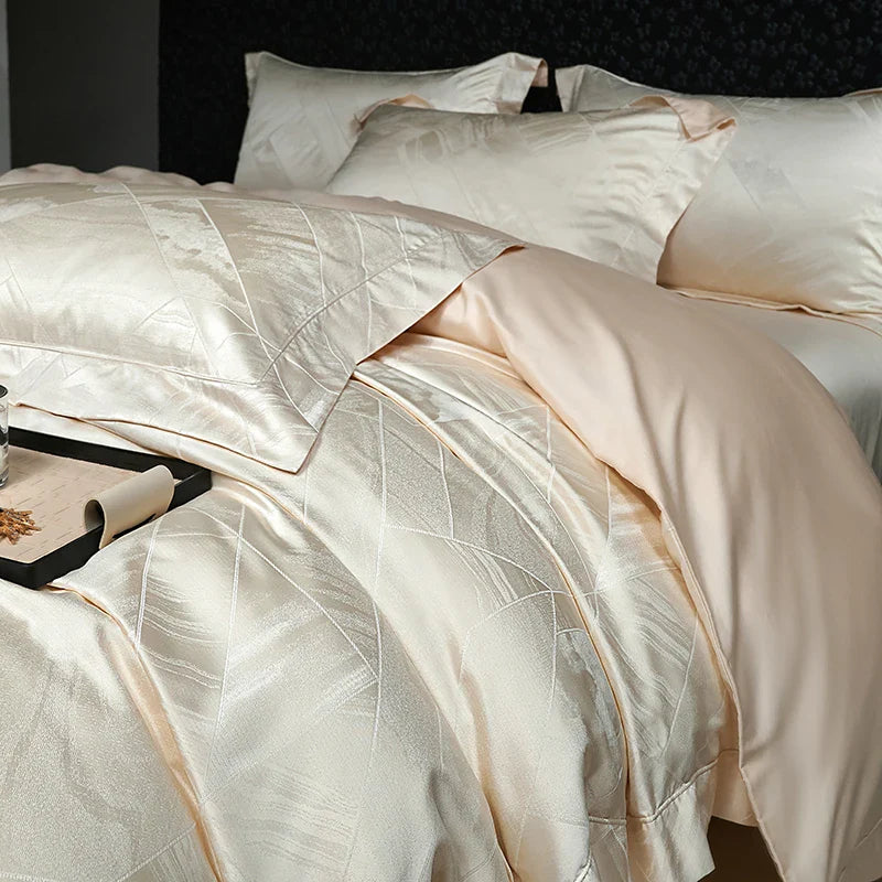 Afralia™ High Quality Brocade Jacquard Cotton Luxury Bedding Set: 1 Duvet, 1 Sheet, 2 Pillowcases