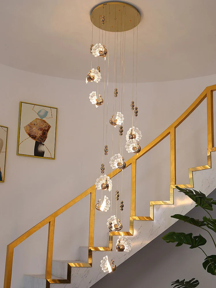 Afralia™ Modern LED Spiral Chandelier for Living Room, Staircase, Lobby, Bedroom, Hotel Lighting