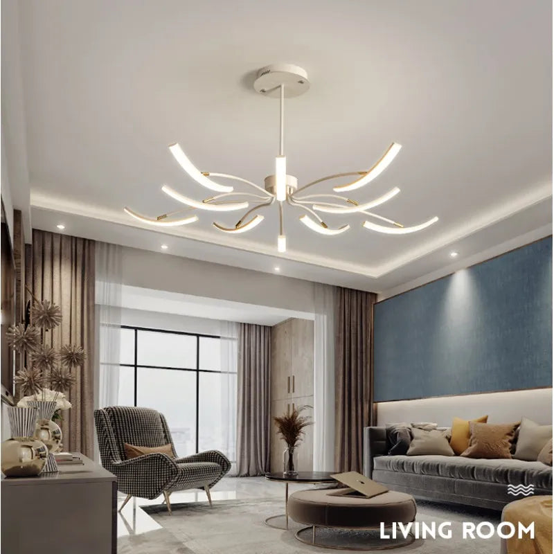 Afralia™ Modern LED Ceiling Chandelier with Remote Control for Living Room - Bedroom Lighting