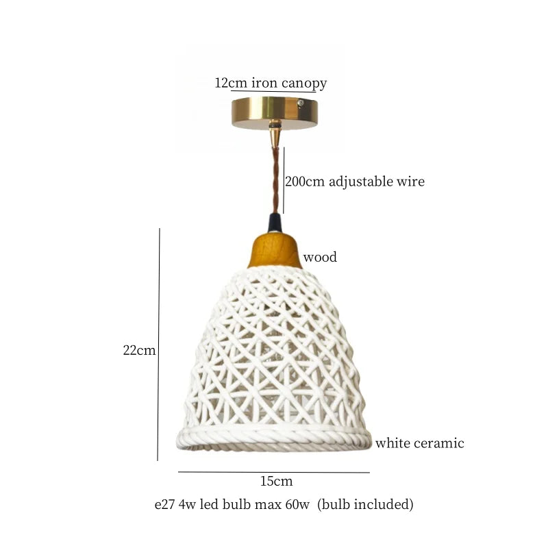 Afralia Beige Cloth LED Pendant Light: Vintage Japanese Style for Kitchen, Dining, and Living Room