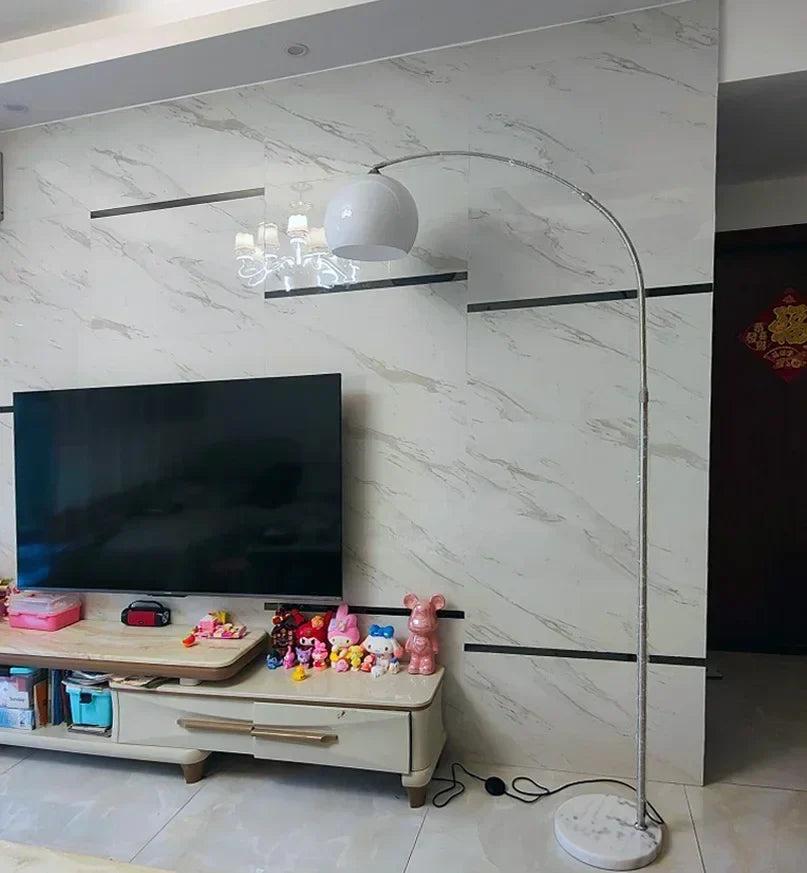 Afralia™ Curved LED Floor Lamp for Living Room Stainless Steel Personality Design