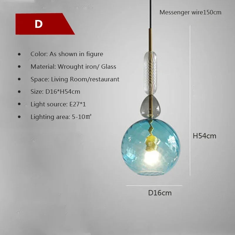 Afralia™ Candy Glass Chandelier Pendant Light for Dining and Living Room