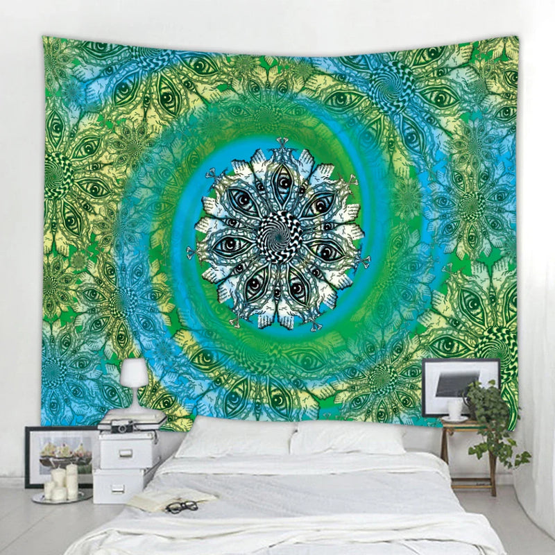 Moon Tarot Psychedelic Tapestry for Boho Home Decor - Afralia™ Mandala Wall Art