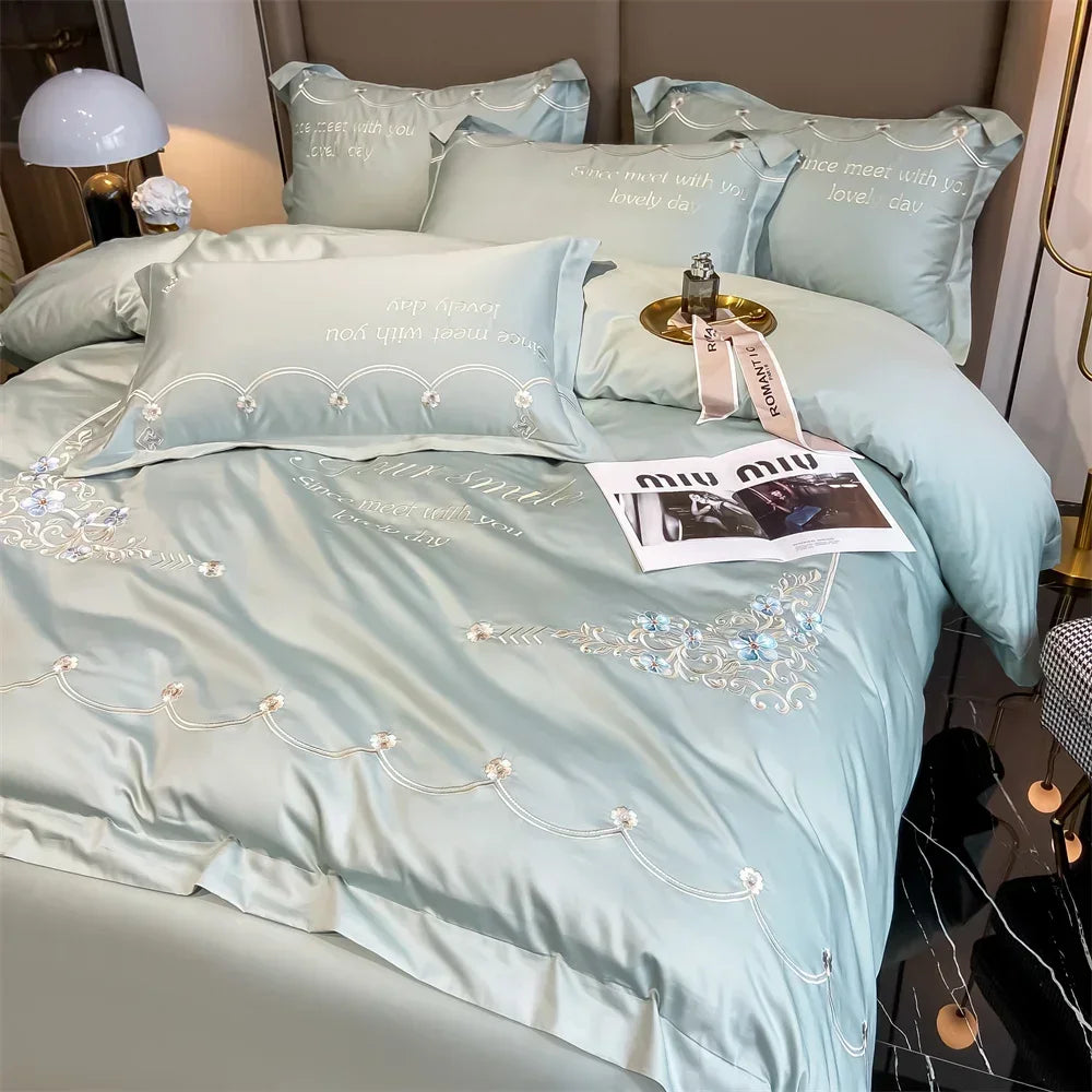 Afralia™ Egyptian Cotton Bedding Sets | Solid Sheet Pillowcase | King Queen Double Size