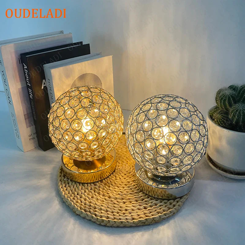 Afralia™ Crystal Table Lamp: Modern Desktop E27 LED Desk Lamp for Parlor, Bed Room, Bedside Cabinet