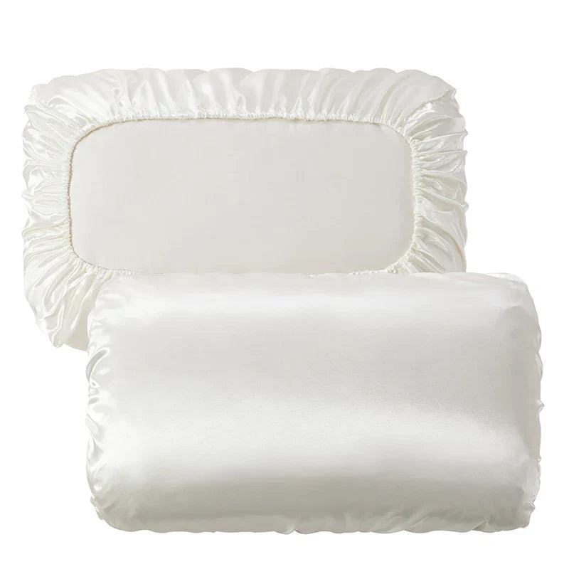 Afralia™ Imitation Silk Elastic Band Pillowcase Queen King Size Smooth Satin Luxury Bedding