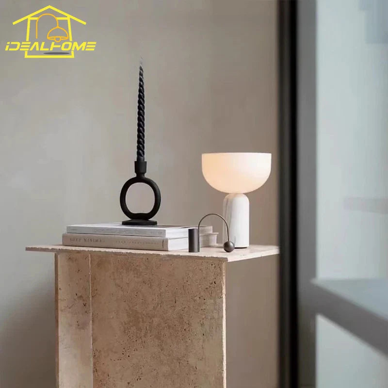 Afralia™ Marble Table Lamp Touch Switch USB Charging Desk Light Medieval Cream