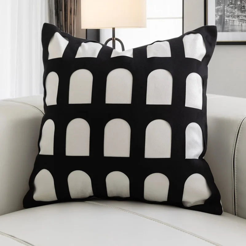 Afralia™ Luxe Suede Arch Pillow Cover: Geometric Patchwork Case for Living Room & Bedroom