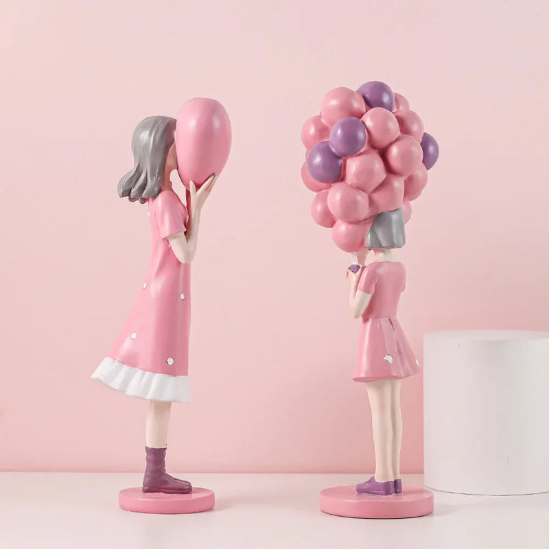 Afralia™ Modern Balloon Girl Figurines: Chic Room Decor & Birthday Gift