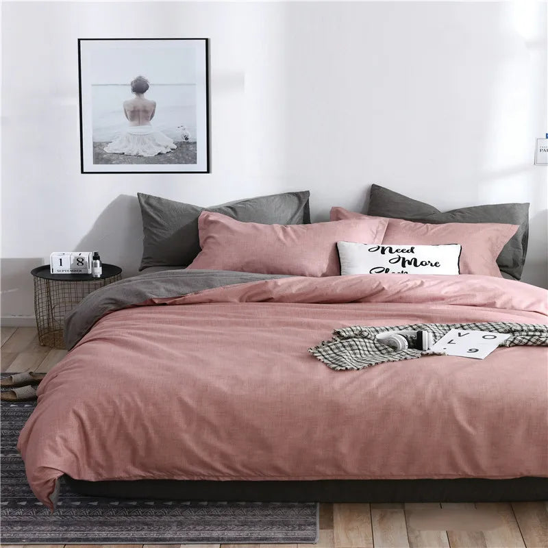 Afralia™ Solid Color Quilt Cover Set, Polyester Single Double Bedding with Pillowcases