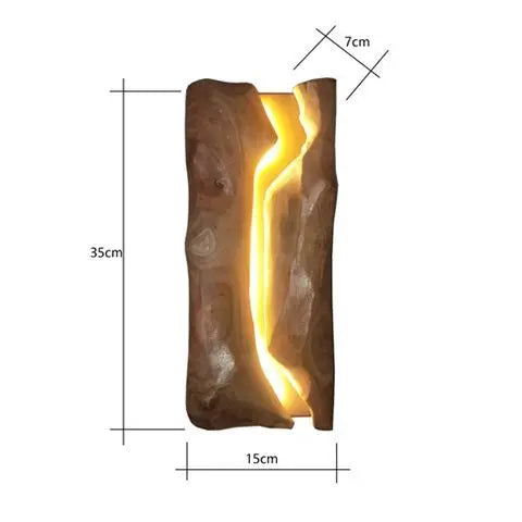 Afralia™ Wood Art Log Wall Lamp | New Chinese Solid Wood Bedside Lighting