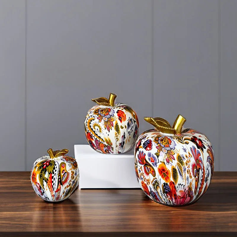 Afralia™ Apple Resin Figure Decorative Ornament for Home Office, Morden Art Craft Decor