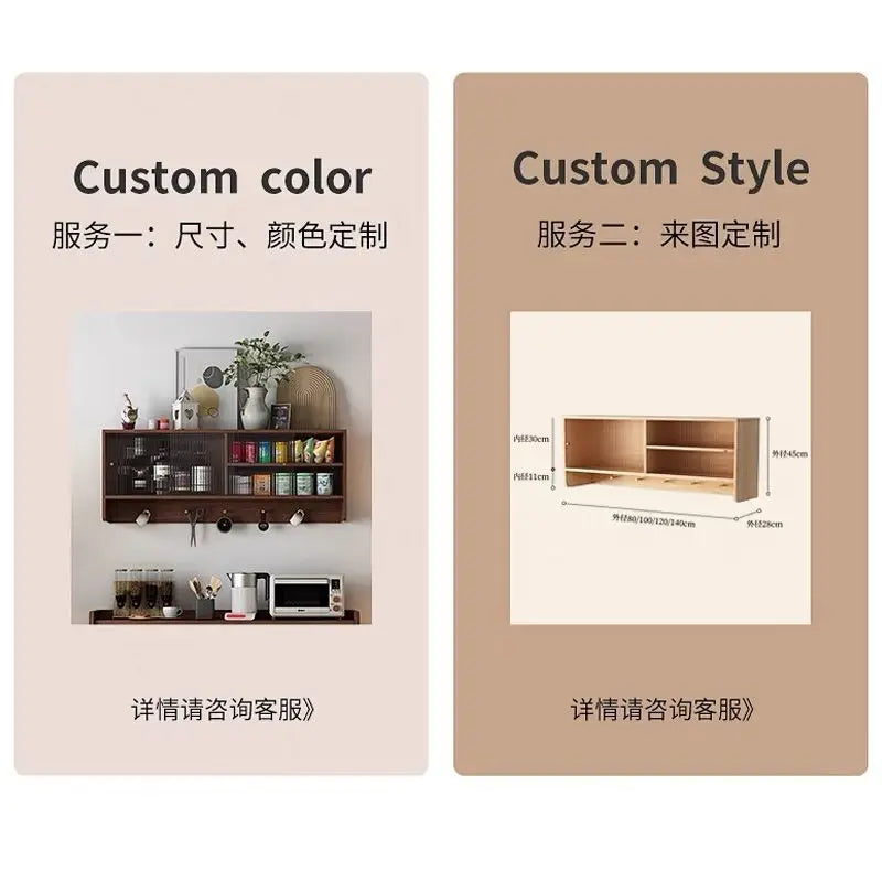 Afralia™ Retro Solid Wood Wall Mounted Kitchen Storage Cabinet