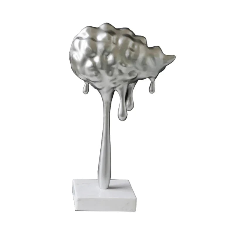 Afralia™ Silver Cloud Rain Resin Sculpture Home Decor Figurine