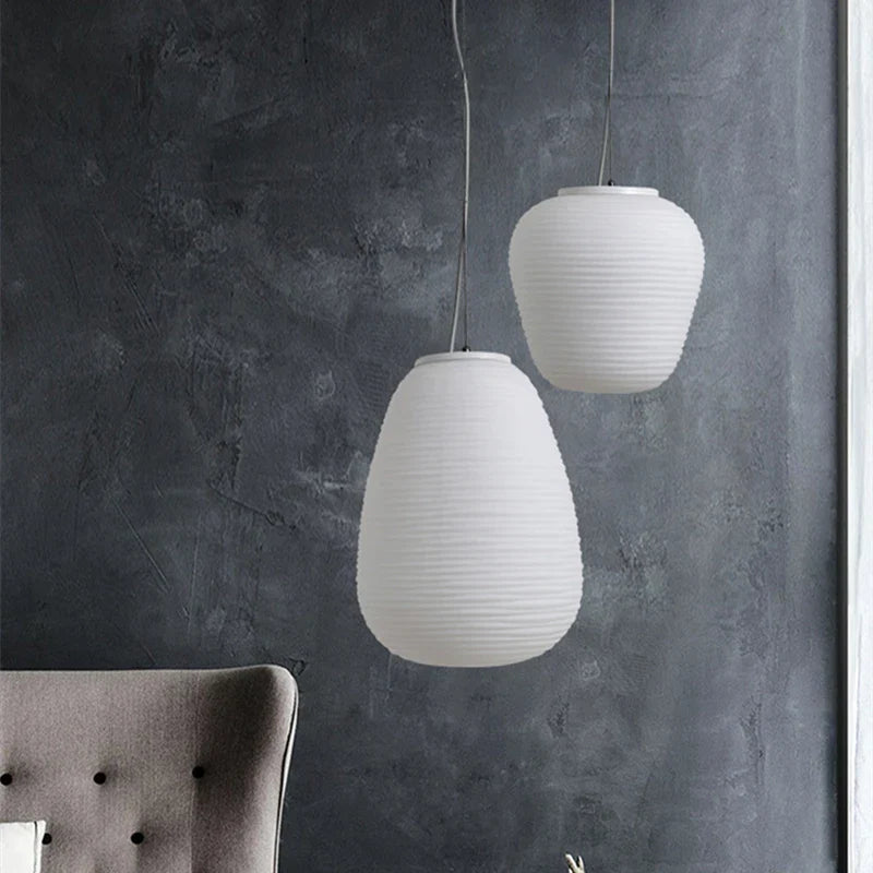 Afralia™ Glass Cocoon Pendant Light for Kitchen Dining Study Room, LED Hanging Lamp