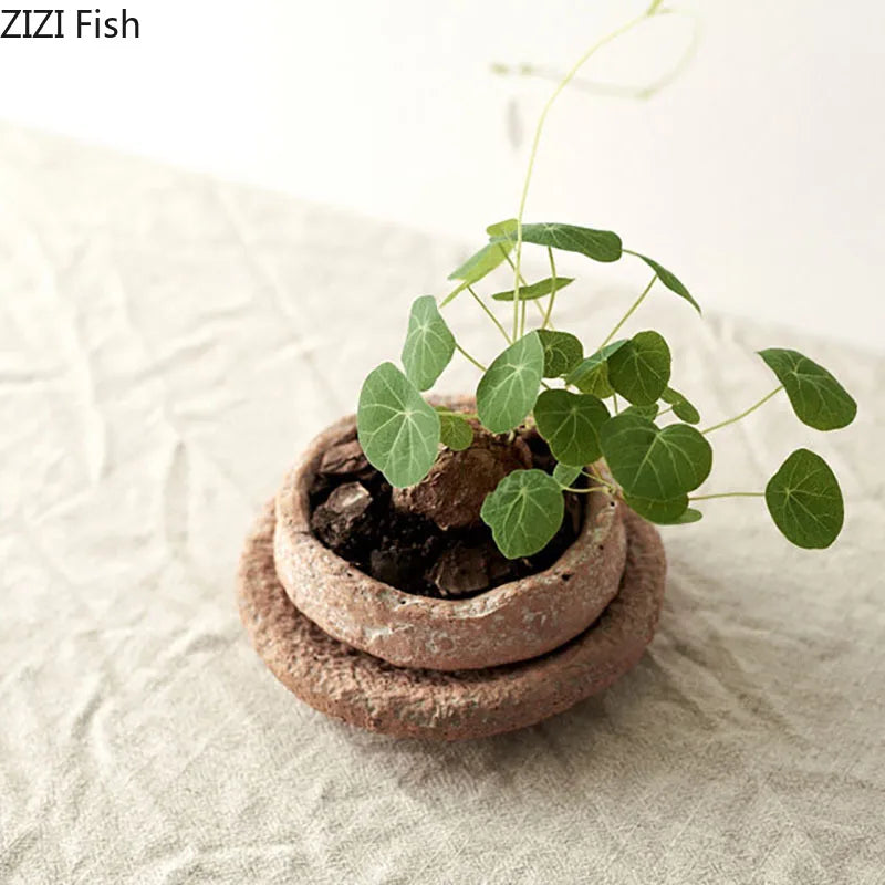 Afralia™ Rough Ceramic Vase for Garden and Desk Decor