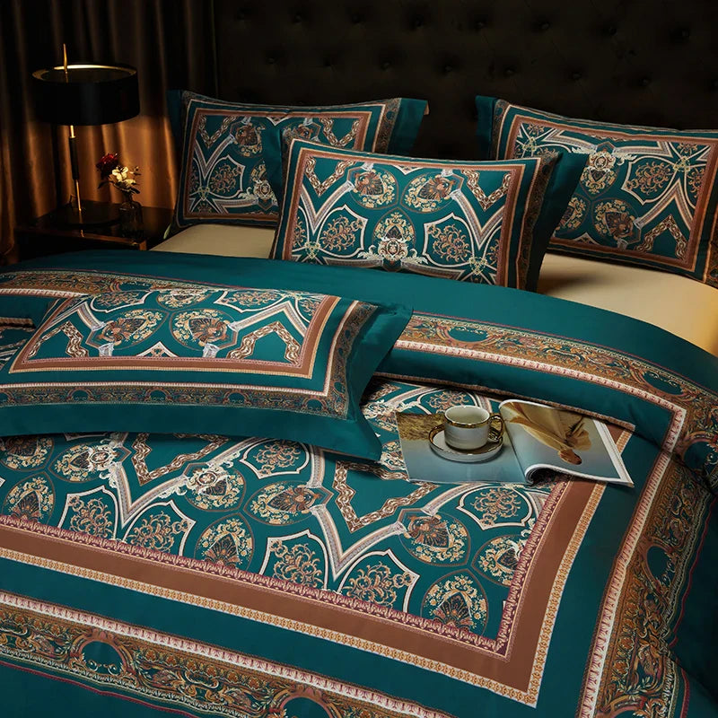 Afralia™ Luxury Vintage Bedding Set, 1000TC Egyptian Cotton, Silky Satin, Bohemia Duvet Cover