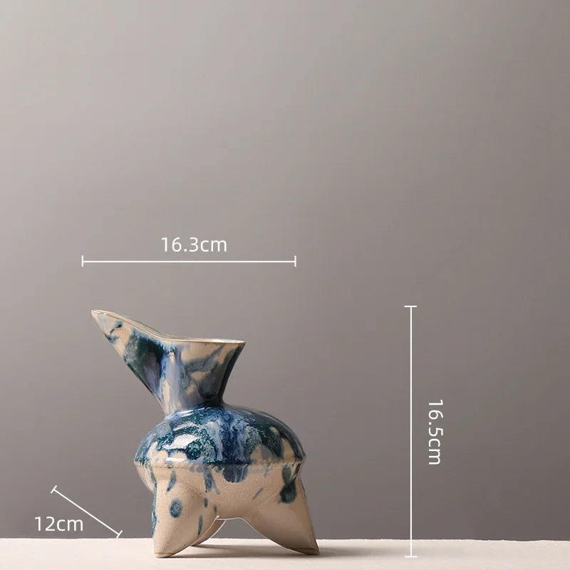 Afralia™ Irregular Ink Pattern Ceramic Flagon Vase - Chinese Porcelain Home Decoration