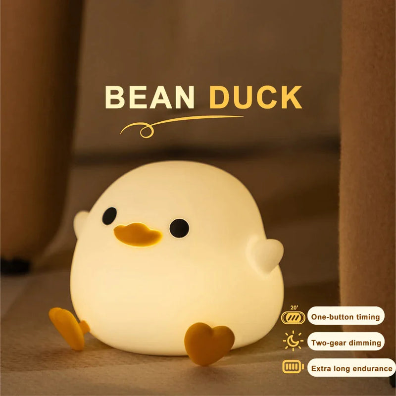 Afralia™ Duck Silicone Night Light with Touch Sensor & Timer