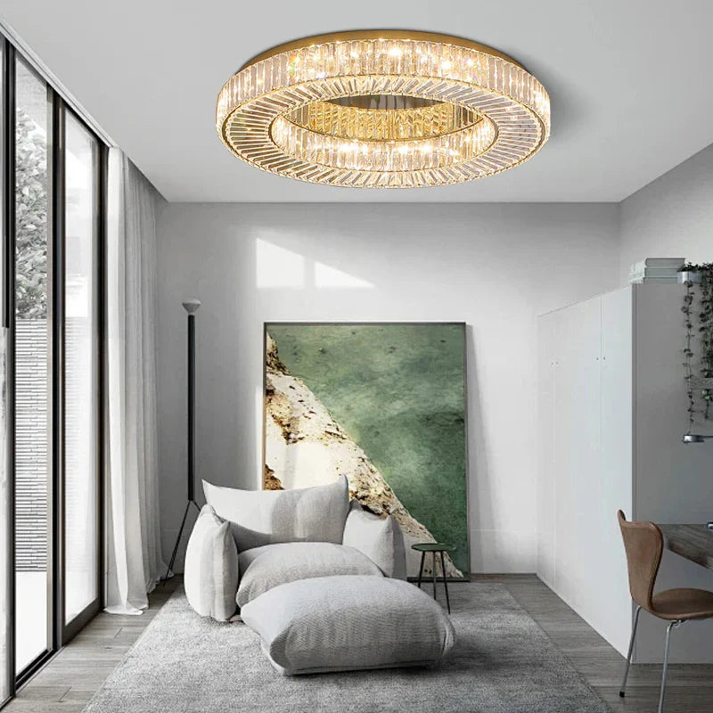 Afralia™ Luxury Crystal Ceiling Lamp: Modern Room Decor, Elegant LED Lighting for Living Room & Bedroom