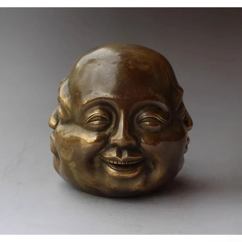 Afralia™ Bronze Four Faces Buddha Head Statue - Emotive Life-like Artwork