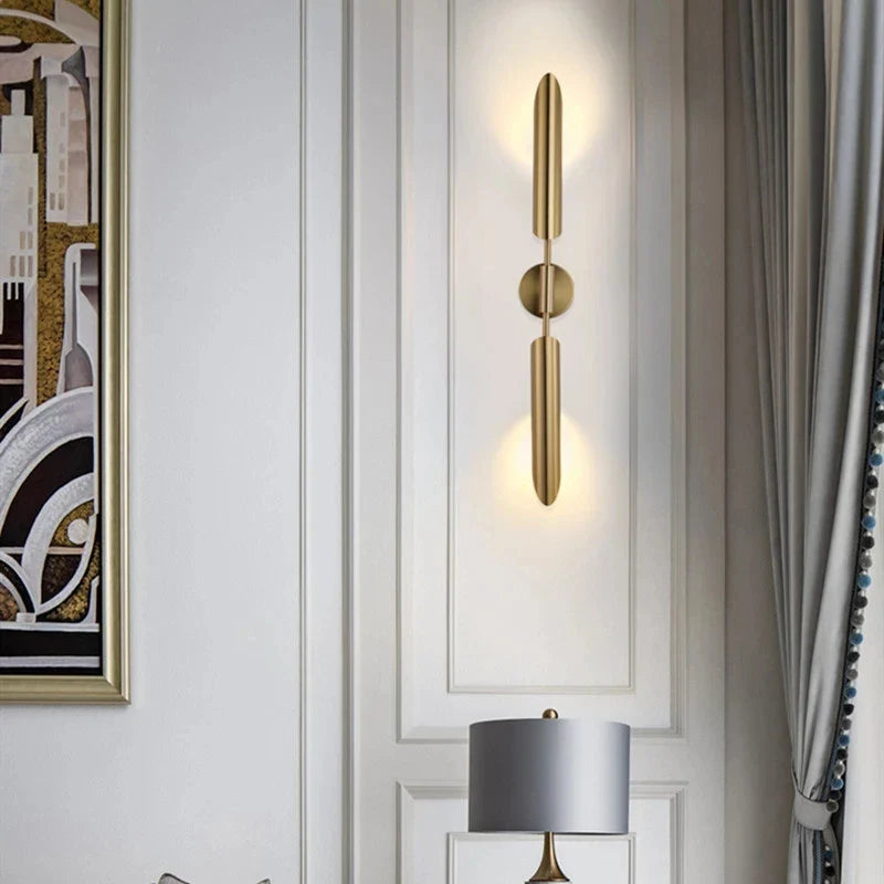 Afralia™ Gold LED Wall Lamp Indoor Copper Sconce for Living Room Bedroom